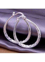Silver Metal Round Ripple Design Earrings
