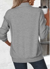 Jacquard Grey Long Sleeve Asymmetrical Neck Sweatshirt