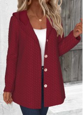 Jacquard Wine Red Long Sleeve Hoodie