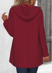 Jacquard Wine Red Long Sleeve Hoodie