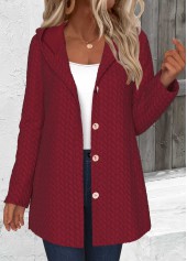 Jacquard Wine Red Long Sleeve Hoodie