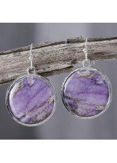 Dusty Purple Alloy Detail Round Earrings