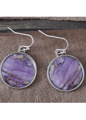 Dusty Purple Alloy Detail Round Earrings