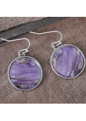 Dusty Purple Alloy Detail Round Earrings