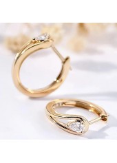 Alloy Detail Rhinestone Round Gold Earrings