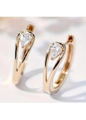 Alloy Detail Rhinestone Round Gold Earrings