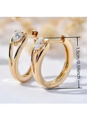 Alloy Detail Rhinestone Round Gold Earrings