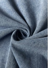 Button Denim Blue Long Sleeve Turn Down Collar Coat