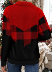 Christmas Plaid Patchwork Black Long Sleeve Sweatshirt