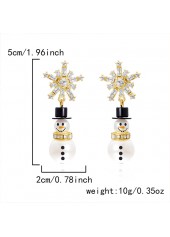 Pearl Snowman Christmas Golden Alloy Earrings
