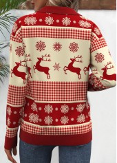 Christmas Zipper Wine Red Long Sleeve Sweatshirt