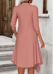 Floral Print Fake 2in1 Pink A Line Dress