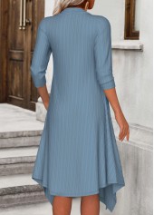 Floral Print Fake 2in1 Dusty Blue A Line Dress