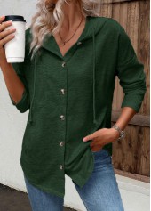Patchwork Green Long Sleeve Hoodie