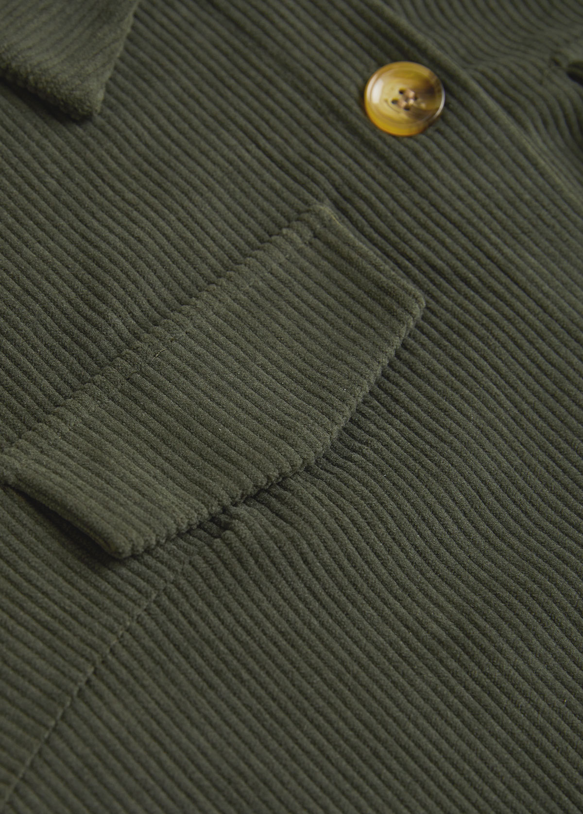 Patchwork Olive Green Sleeveless Shirt Collar Corduroy Waistcoat