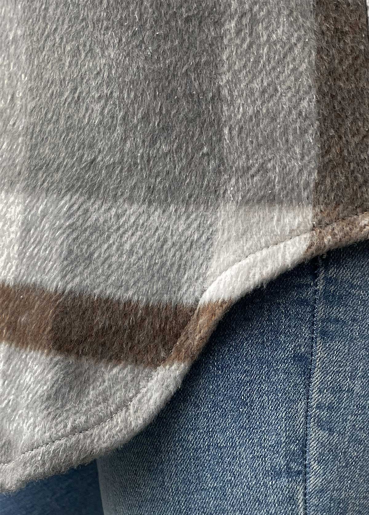 Plaid Tummy Coverage Grey Long Sleeve Coat