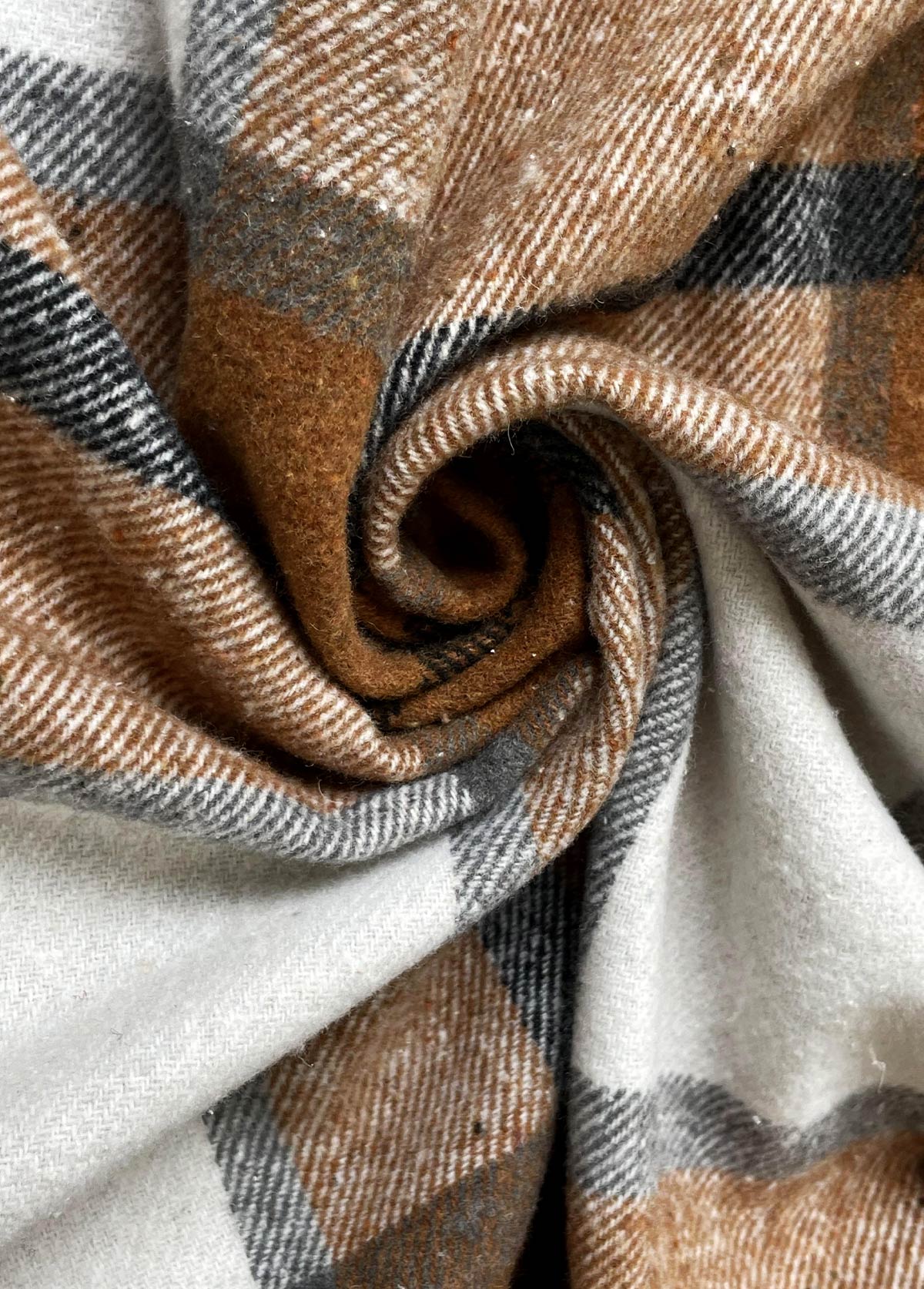 Plaid Button Dark Camel Long Sleeve Lapel Coat