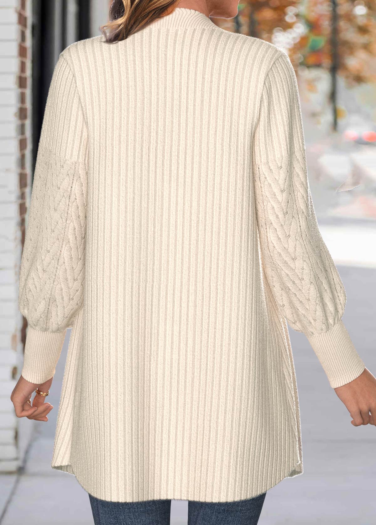 Lace Beige Button Long Sleeve Coat