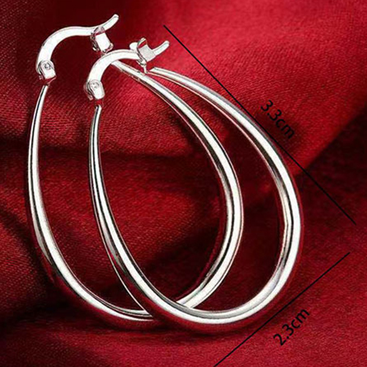 Golden Color Oval Metal Material Earrings