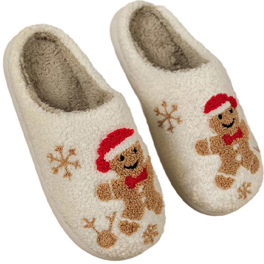 Beige Christmas Closed Toe Falt Slippers