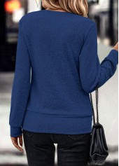 Dark Blue Fake 2in1 Square Neck Sweatshirt