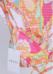 Paisley Print Frill Multi Color Bikini Set
