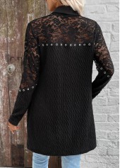 Patchwork Black Long Sleeve Light Cardigan