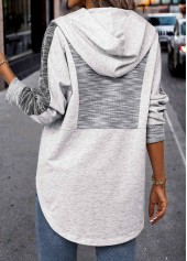 Light Grey Plus Size Patchwork Long Sleeve Hoodie