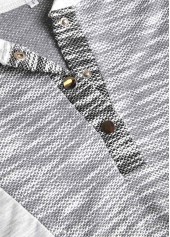 Light Grey Plus Size Patchwork Long Sleeve Hoodie