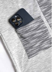 Light Grey Plus Size Patchwork Long Sleeve Hoodie