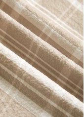 Plaid Button Light Coffee Long Sleeve Shirt Collar Blouse