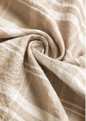 Plaid Button Light Coffee Long Sleeve Shirt Collar Blouse