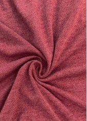 Patchwork Brick Red Short Sleeve V Neck T Shirt