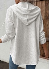 Patchwork Light Grey Long Sleeve Hoodie
