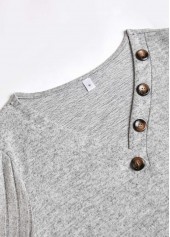 Plus Size Light Grey Patchwork Long Sleeve T Shirt