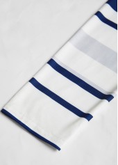 Plus Size White Patchwork Striped Long Sleeve T Shirt