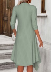 Floral Print Tummy Coverage Sage Green Long Sleeve Dress