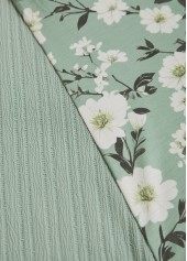 Floral Print Tummy Coverage Sage Green Long Sleeve Dress