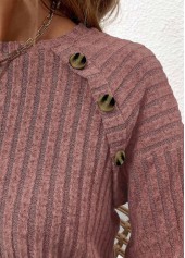 Patchwork Dark Reddish Purple Long Sleeve T Shirt