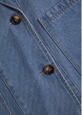 Patchwork Denim Blue Long Sleeve Lapel Coat