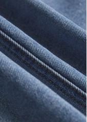 Patchwork Denim Blue Long Sleeve Lapel Coat