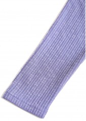 Embroidery Dusty Purple Long Sleeve Split Neck T Shirt