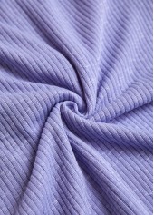 Embroidery Dusty Purple Long Sleeve Split Neck T Shirt