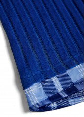 Plaid Button Blue Long Sleeve Fake Two Piece Twinset