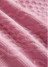 Jacquard Pink Zipper Long Sleeve Hoodie