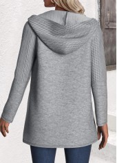 Patchwork Grey Long Sleeve Hooded Coat