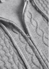 Patchwork Grey Long Sleeve Hooded Coat