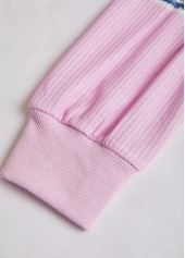 Striped Zipper Dusty Blue Long Sleeve Sweatshirt