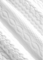 Pocket Split White Long Sleeve Hoodie