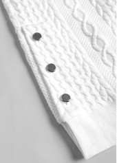 Pocket Split White Long Sleeve Hoodie